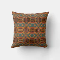 Inca Cross Pattern reds and yellows Throw Pillow