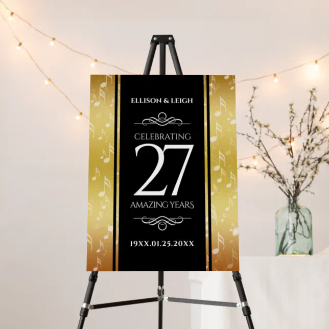 Elegant 27th Music Wedding Anniversary Celebration Foam Board