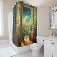 Out of this World - Room with a planetary View Shower Curtain