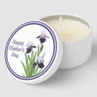 Purple Bearded Irises Botanical Art Personalized  Mini Candle Favors