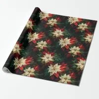 Beautiful Red and White Poinsettias Wrapping Paper