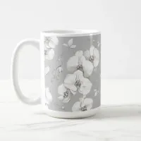 Watercolor White Orchid on Grey |