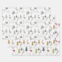 Scandi Penguin Winter Wonderland Christmas Holiday Wrapping Paper Sheets