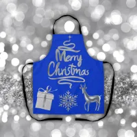 Merry and Bright Christmas in Silver and Blue | Apron