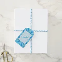 Opulent rose design in turquoise gift tags