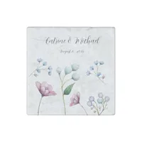 Elegant Floral Wedding Soft Botanical Romance Stone Magnet