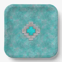 Southwest Turquoise Stone Geometric Design ...