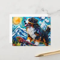 Skateboarding Bernese Mountain Dog Postcard