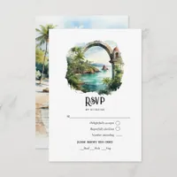 Watercolor Saman&#225; Peninsula Destination Wedding RSVP Card