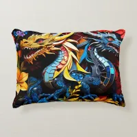 Cute Colorful Dragon Mosaics  Accent Pillow