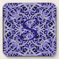 Purple and Silver Lace Pattern Beverage Coaster