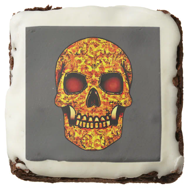 Frightening Halloween skull with red eyes  Brownie