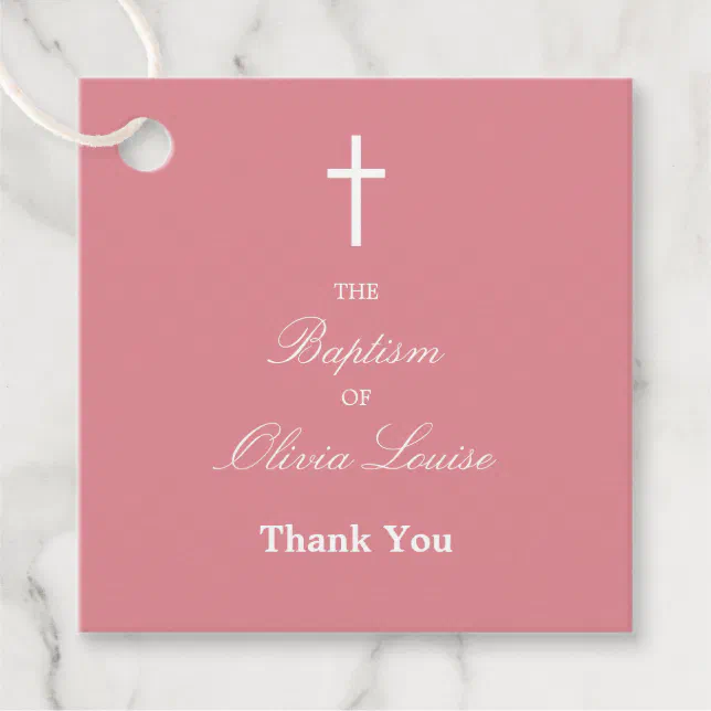 Blush Pink Baptism Thank You Favor Tags