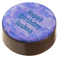 Happy Birthday Camouflage Pastel Blue Abstract Chocolate Covered Oreo