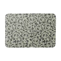 Chic Vintage Tropical Blues | Abstract Floral Bath Mat