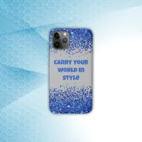 Blue Glitter on Gray - simple | iPhone 11 Pro Case