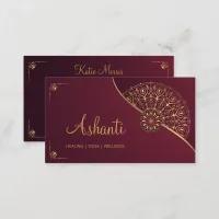 Red Gold Mandala Elegant Yoga Instructor  Business Card