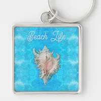 Conch Shell "Beach Life"  Keychain