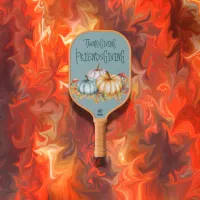 Thanksgiving Friendsgiving Colorful on Blue | Pickleball Paddle