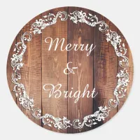 Rustic "Merry & Bright" Holiday Christmas Stickers