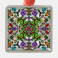 Pretty Colorful Christmas Mandala  Metal Ornament