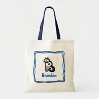 Tote Bag - Cat Letter B with Name in Frame