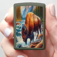 Majestic Buffalo in Tranquil Waters Zippo Lighter