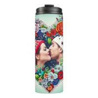 Add Your Picture | Floral Heart Frame Thermal Tumbler