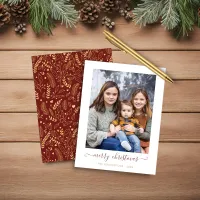 BUDGET Red Gold Script Merry Christmas Photo