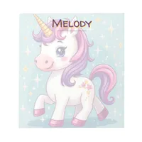 Personalized Name Kawaii Sparkle Unicorn  Notepad