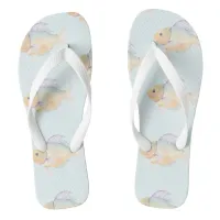 Pretty Swimming Fish in Pastel Colors Cute Summer  Flip Flops