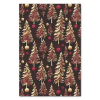 Classy Black, Burgundy and Gold Christmas Trees Tissue Paper