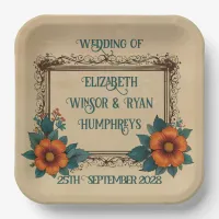 Elegant Vintage Floral Wedding Paper Plates