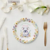 Koala Bear Themed Girl's Happy Birthday Paper Plates