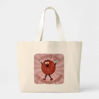 Pep in Step Fun Pizza Cartoon Character Slogan Large Tote Bag