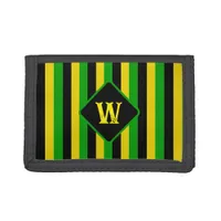 Jamaican Flag Colored Striped Monogram Trifold Wallet