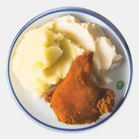 Fried Chicken and Mashed Potatoes Classic Round Sticker