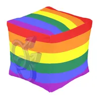 Male Couple Pride Symbols Rainbow Flag Outdoor Pouf