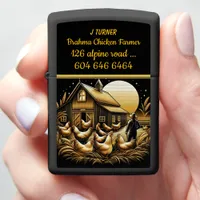 Brahma Chicken Farmer Tending to Flock at Sunset Zippo Lighter