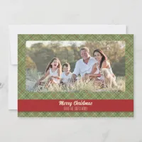 Vintage Christmas Check Pattern Photo Card