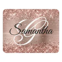 Glittery Rose Gold Foil Fancy Monogram Door Sign