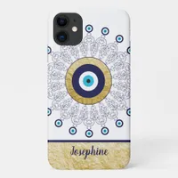 Evil Eye Gold and Blue Stylish Mandala Design iPhone 11 Case