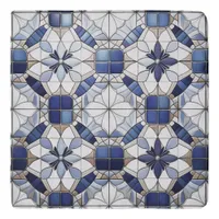 Mosaic Moroccan Tile Pattern#2 Blue White ID1078 Trivet