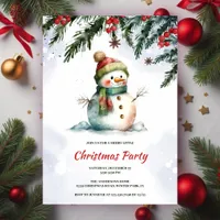 Festive Cute Snowman Christmas Party Invitation