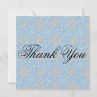 Blue Flower Floral Pattern - Thank You Flat Card