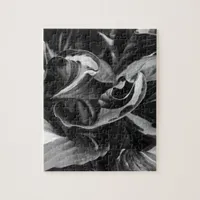 Abstract Black and White Curly Hosta Leaves Jigsaw Puzzle