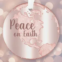 Peace On Earth Blush Pink Christmas Tree Ornament