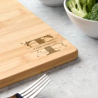 Bold Monogram Initial Name Botanical Cutting Board