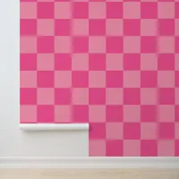 Hot Pink Light Pink Checker Pattern Wallpaper