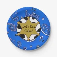 Lets Eat Cake Sheriff Badge blue Bandanna Plates